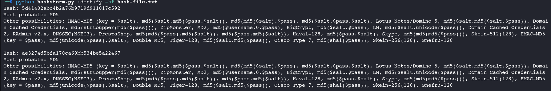 Identify hashes from a file